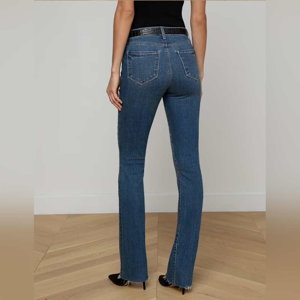 L’AGENCE Ruth High Rise Straight Jeans Mesa Wash Raw Hem Size 29 - Picture 2 of 11